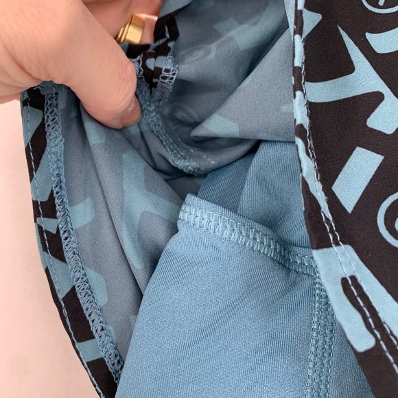 Nike Womens Dri-FIT Mid-Rise 2-in-1 Spellout Running Shorts Blue/Black Logo M - Picture 8 of 10